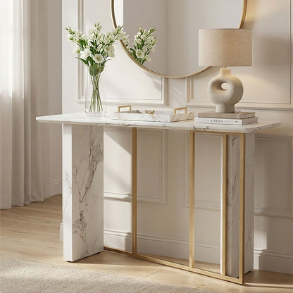 Vieste White Marble Effect Console Table