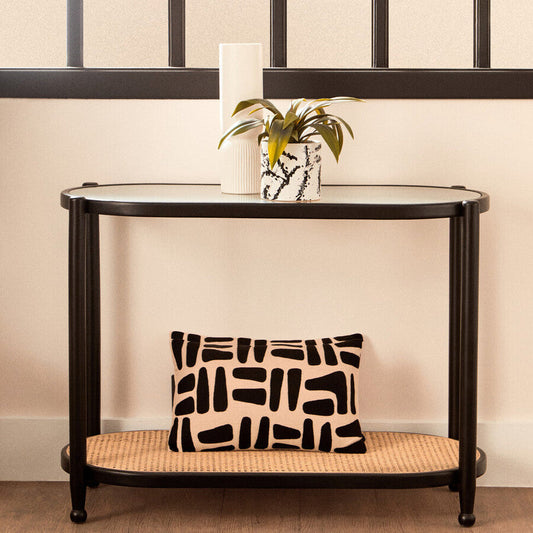 Cebu Rattan and Glass 2 Tier Console Table
