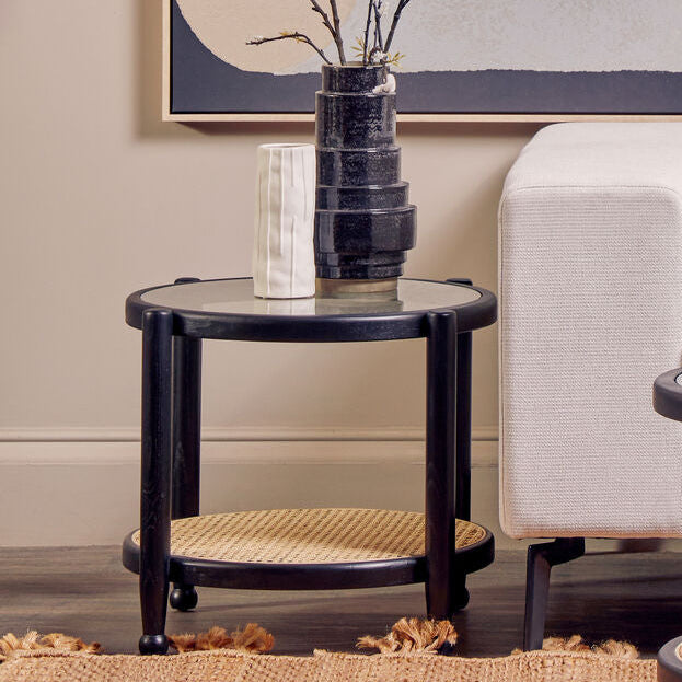 Cebu Rattan and Glass Side Table