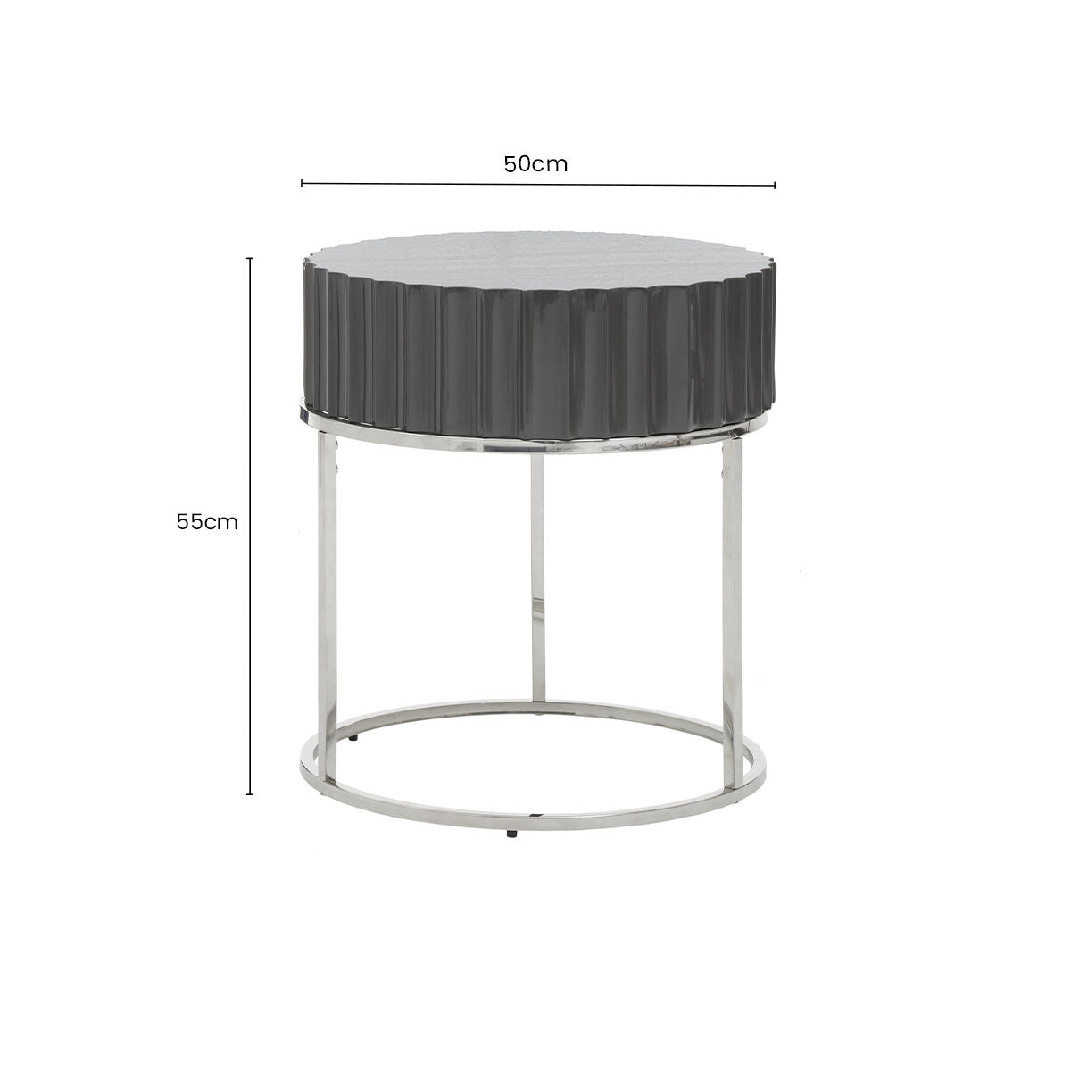 Genoa Grey Gloss Finish Round Side Table