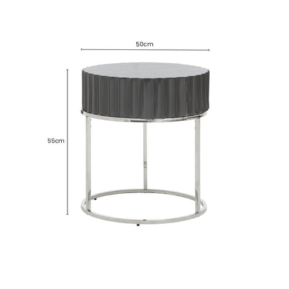 Genoa Grey Gloss Finish Round Side Table