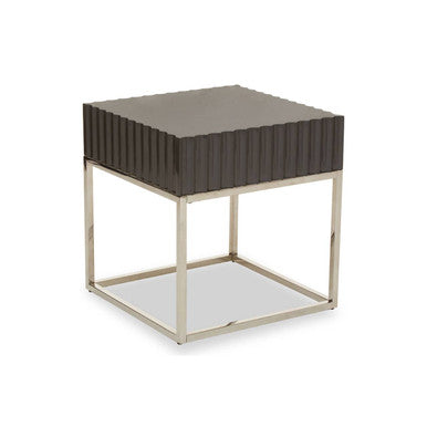 Genoa Grey Gloss Finish Square Side Table