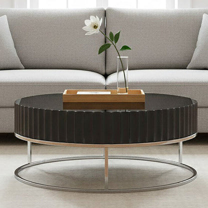 Grey Gloss Finish Wooden Coffee Table with Stainless Steel Base | Genoa