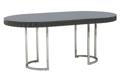 Genoa Grey Gloss Finish Oval Dining Table