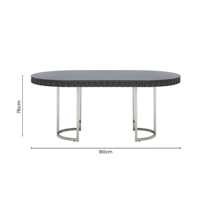 Genoa Grey Gloss Finish Oval Dining Table