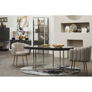 Genoa Grey Gloss Finish Oval Dining Table