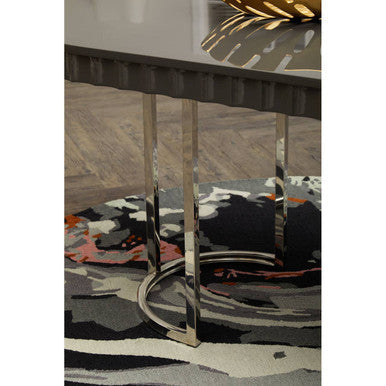 Genoa Grey Gloss Finish Oval Dining Table