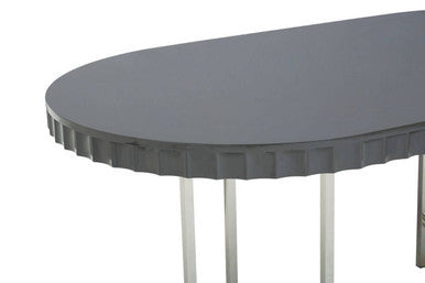 Genoa Grey Gloss Finish Oval Dining Table