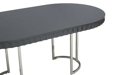 Genoa Grey Gloss Finish Oval Dining Table