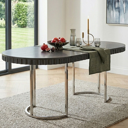 Genoa Grey Gloss Finish Oval Dining Table