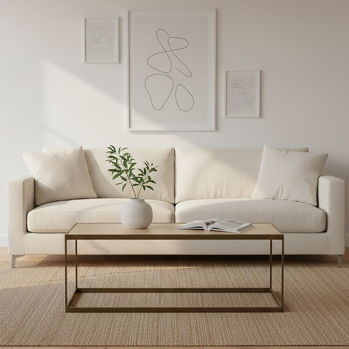 Grenoble Oak Veneer and Brushed Brass Coffee Table