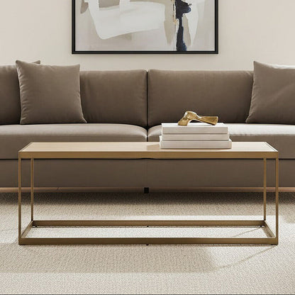 Grenoble Oak Veneer and Brushed Brass Coffee Table