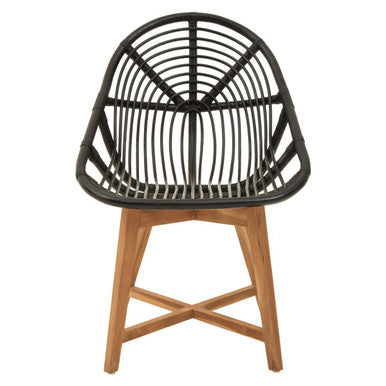 Manado Black Natural Rattan And Teak Chair