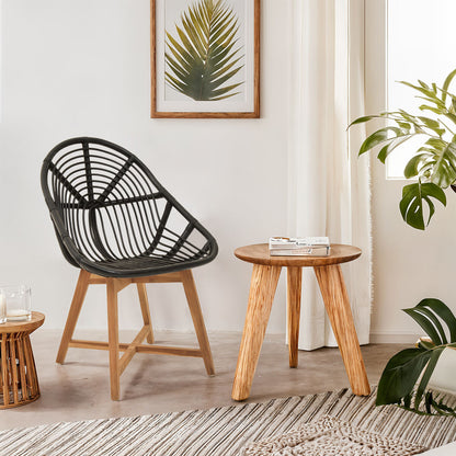 Manado Black Rattan Chair with Rattan Seat