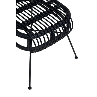 Java Black Natural Rattan Scalloped Back Chair