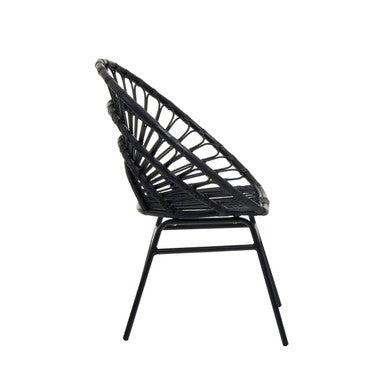 Java Black Natural Rattan Flared Back Chair