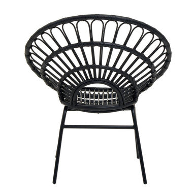 Java Black Natural Rattan Flared Back Chair
