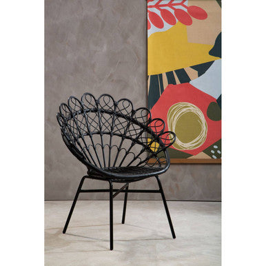 Java Black Natural Rattan Peacock Chair