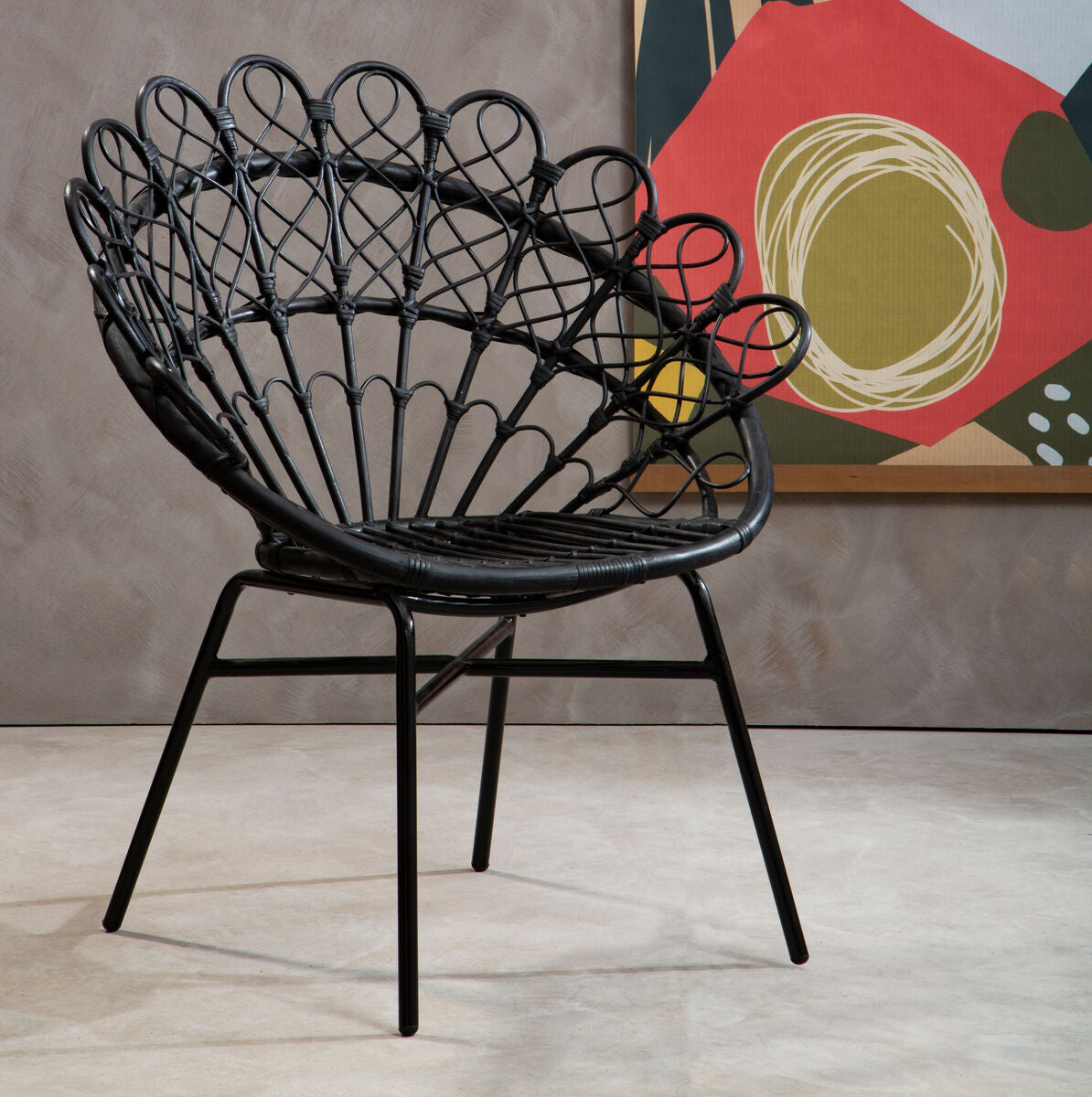 Java Black Natural Rattan Peacock Chair