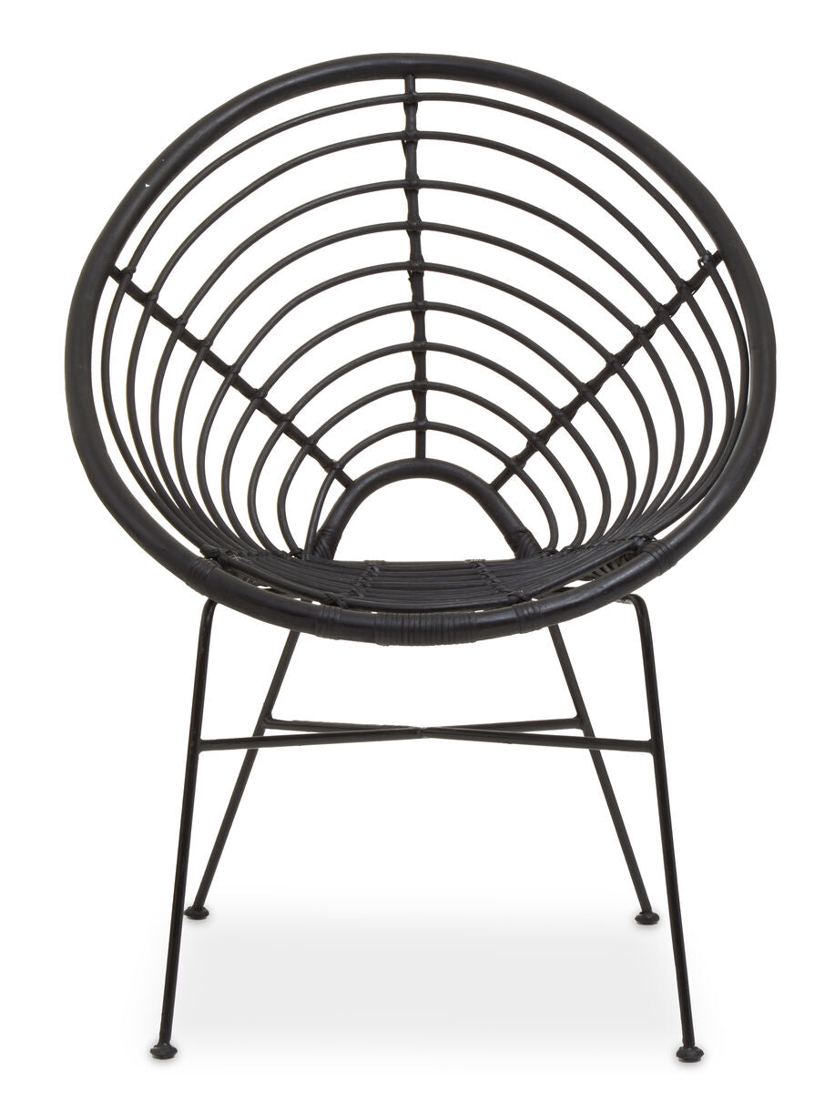 Java Black Natural Rattan Round Chair