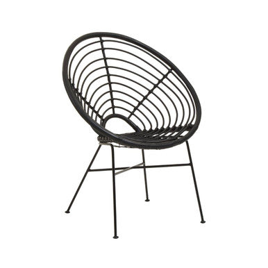 Java Black Natural Rattan Round Chair