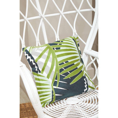 Java Grey And White Natural Rattan Curved Chair