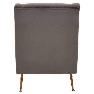 Doucet Grey Velvet Chair with Gold Finish Angular Legs