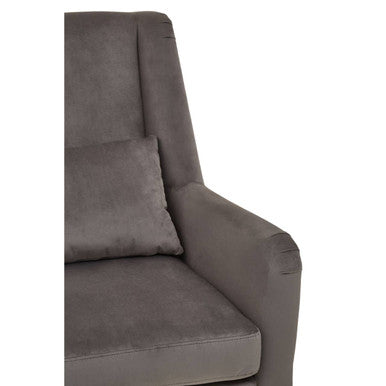 Doucet Grey Velvet Chair with Gold Finish Angular Legs