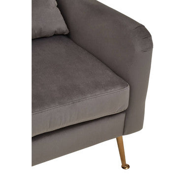 Doucet Grey Velvet Chair with Gold Finish Angular Legs