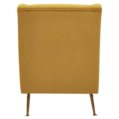 Doucet Yellow Velvet Chair With Gold Finish Legs