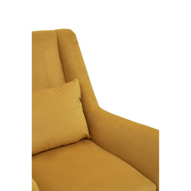 Doucet Yellow Velvet Chair With Gold Finish Legs