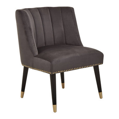 Doucet Grey Velvet Dining Chair With Black Legs