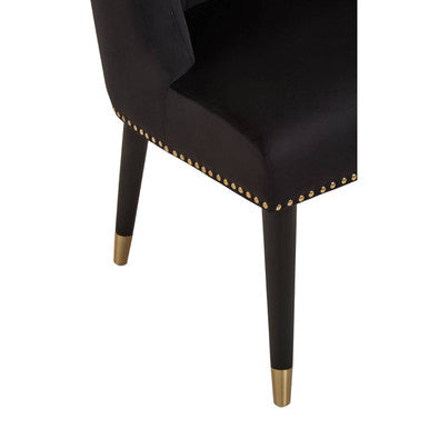 Doucet Black Velvet Dining Chair With Black Legs