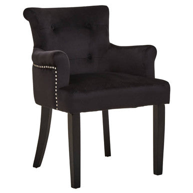 Doucet Black Velvet Dining Chair With Ring Back