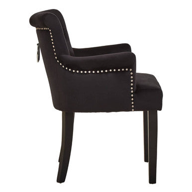 Doucet Black Velvet Dining Chair With Ring Back