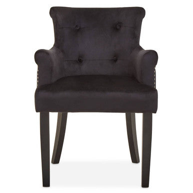 Doucet Black Velvet Dining Chair With Ring Back