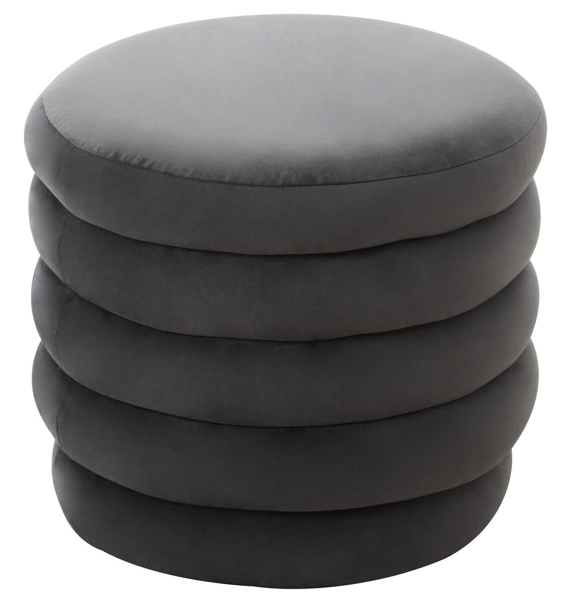 Helen Graphite Velvet Round Footstool