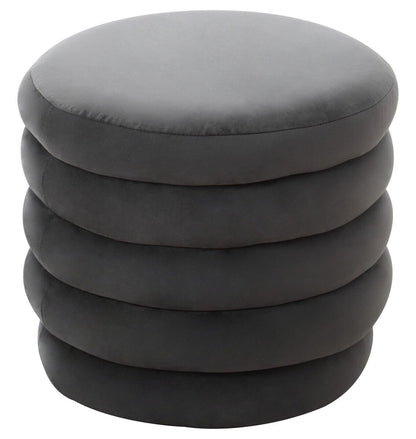 Helen Graphite Velvet Round Footstool