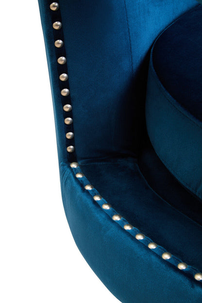 Hestia Blue Velvet Swivel Chair