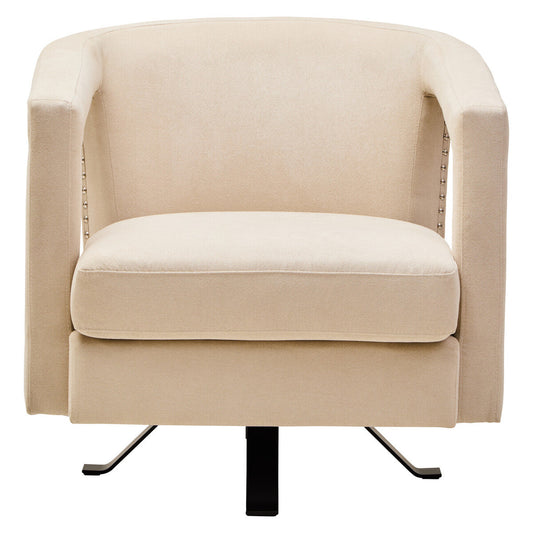 Hestia Beige Velvet Swivel Chair