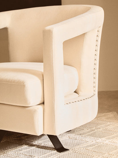 Hestia Beige Velvet Swivel Chair