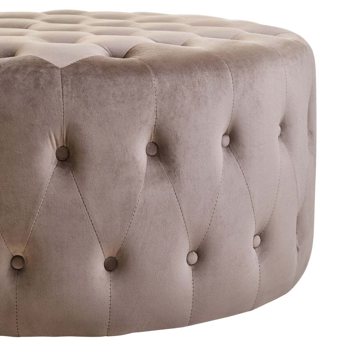 Haley Mink Velvet Round Tufted Footstool