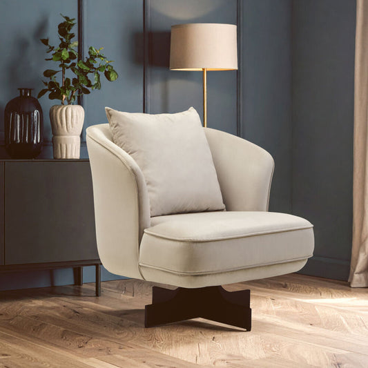 Hale Cream Velvet Swivel Chair