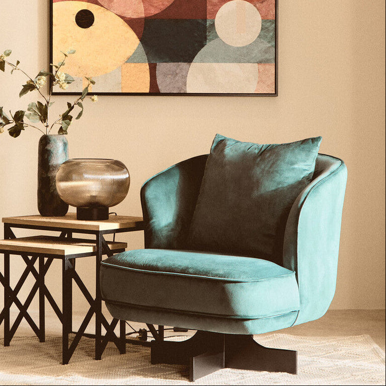 Hale Azure Velvet Swivel Chair