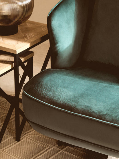 Hale Azure Velvet Swivel Chair