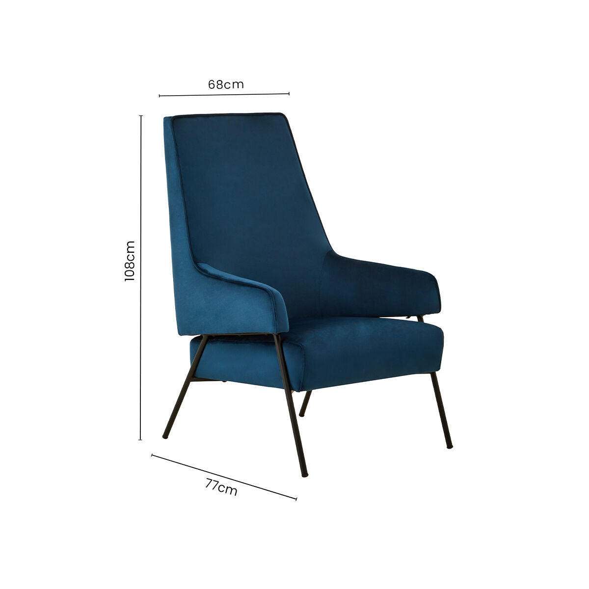 Henia Blue Velvet Chair