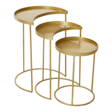 Suar Nest Of Three Antique Brass Finish Side Tables