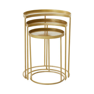 Suar Nest Of Three Antique Brass Finish Side Tables