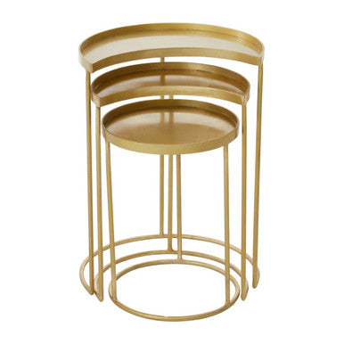 Suar Nest Of Three Antique Brass Finish Side Tables