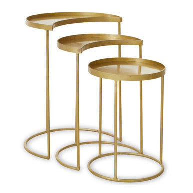Suar Nest Of Three Antique Brass Finish Side Tables